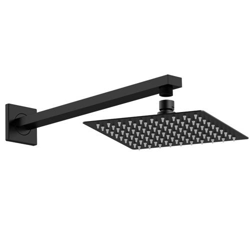 Additional image for Square Shower Head & Wall Mounting Arm (Matt Black).