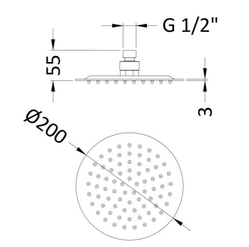 Additional image for Round Shower Head & Ceiling Mounting Arm (Gun Metal).