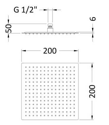 Additional image for Square Shower Head 200x200mm (Brushed Gun Metal).