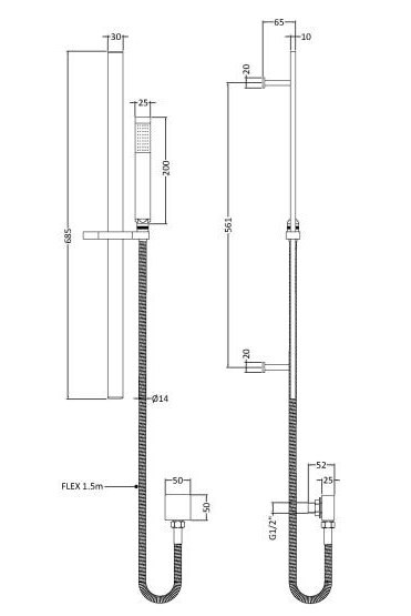 Additional image for Rectangular Slide Rail Kit & Wall Outlet (Brushed Brass).