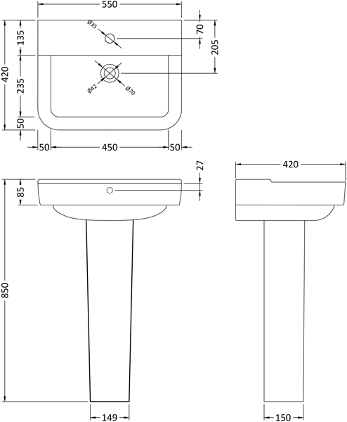 Additional image for Arlo Flush To Wall Toilet With Basin & Full Pedestal.