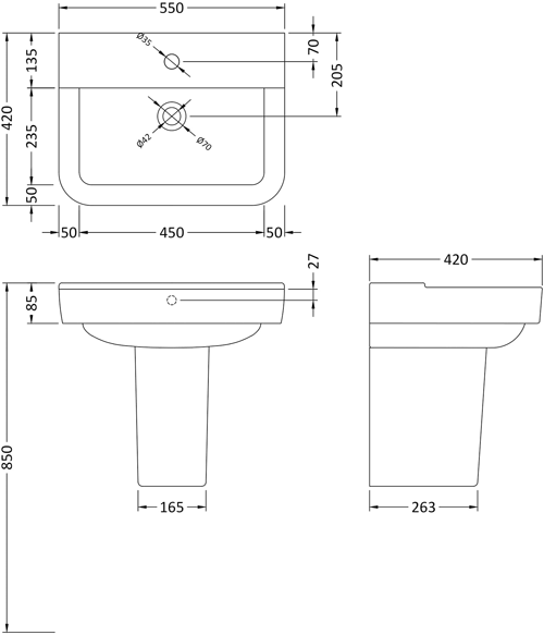 Additional image for Arlo Wall Hung Toilet With Basin & Semi Pedestal.