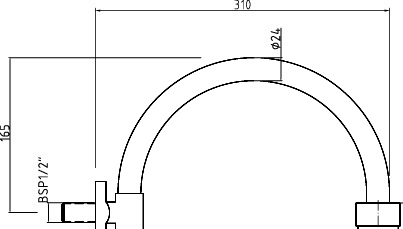 Additional image for Arched Wall Mounting Shower Arm (310mm, Chrome).