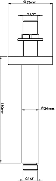 Additional image for Ceiling Mounting Shower Arm (150mm, Chrome).