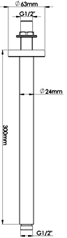 Additional image for Ceiling Mounting Shower Arm (300mm, Chrome).