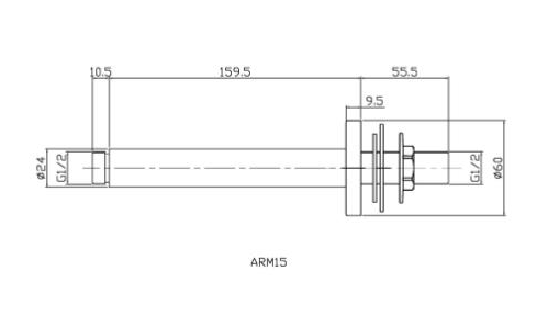 Additional image for Ceiling Mounted Round Shower Arm 150mm (Br Brass).