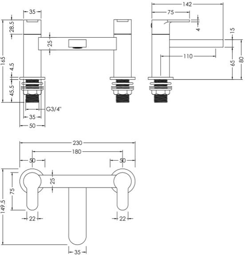 Additional image for Bath Filler Tap (Chrome).