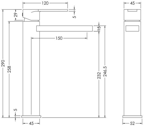 Additional image for Tall Basin Mixer Tap (Chrome).