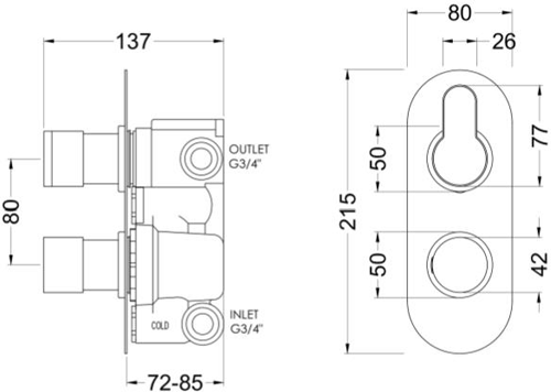 Additional image for Concealed Thermostatic Shower Valve (1 Outlet, Matt Black).