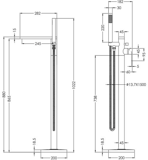 Additional image for Floor Standing Bath Shower Mixer Tap (Brushed Gun Metal).