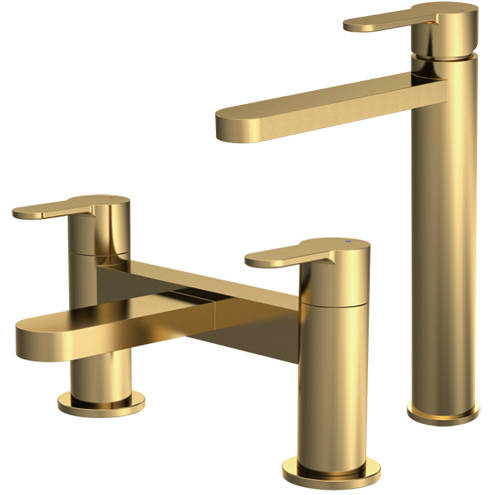 Additional image for Tall Basin & Bath Filler Tap Pack (Brushed Brass).