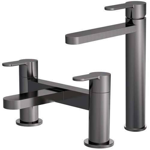 Additional image for Tall Basin & Bath Filler Tap Pack (Brushed Gun Metal).