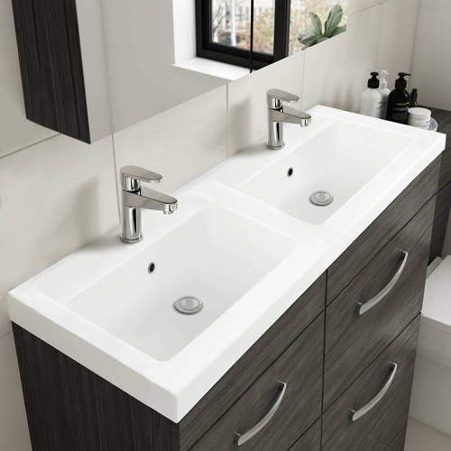 Additional image for Vanity Unit With 4 x Drawers & Double Basin (Gloss White).