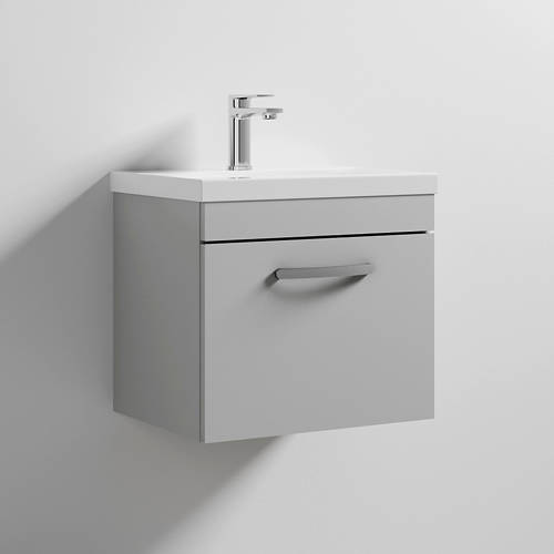 Additional image for Wall Vanity Unit With 1 x Drawer & Basin 500mm (Grey Mist).