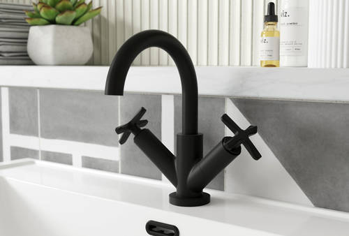 Additional image for Mono Basin & Floor Standing Bath Shower Mixer Tap Pack (Matt Black).