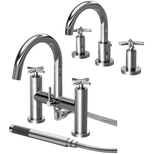 Additional image for 3 Hole Basin & Bath Shower Mixer Tap Pack (Chrome).