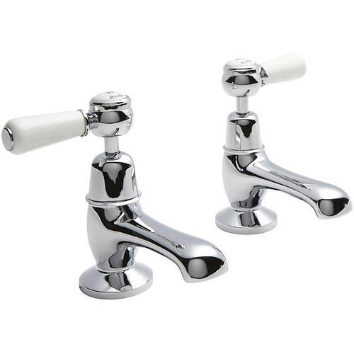 Additional image for Basin Taps With Ceramic Lever Handles (White & Chrome).
