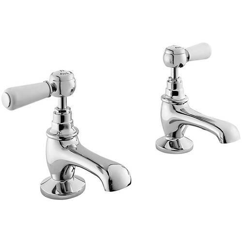 Additional image for Basin Taps With Ceramic Lever Handles (White & Chrome).