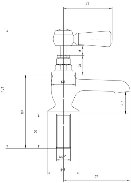 Additional image for Basin Taps With Ceramic Lever Handles (White & Chrome).