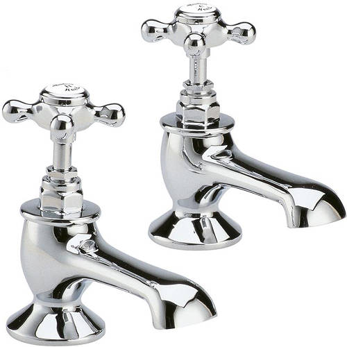 Additional image for Bath Taps With Crosshead Handles (White & Chrome).
