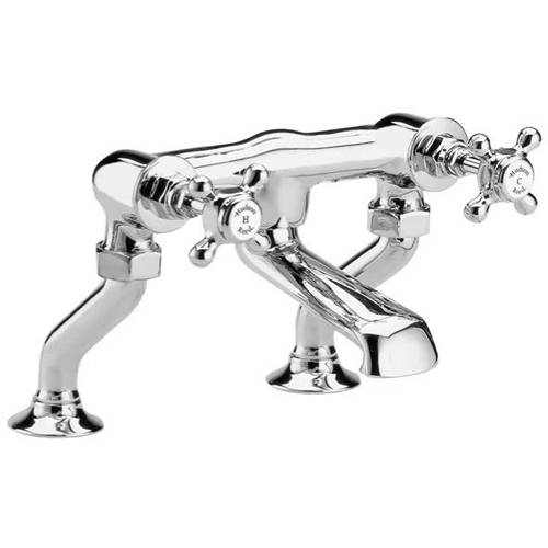 Additional image for Bath Filler Tap With Crosshead Handles (White & Chrome).