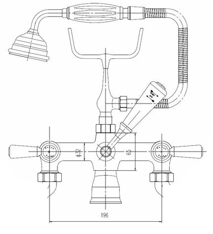 Additional image for Wall Bath Shower Mixer Tap With Levers (White & Chrome).