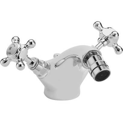 Additional image for Bidet Mixer Tap With Crosshead Handles (White & Chrome).