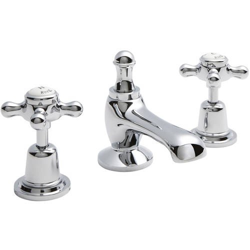 Additional image for Basin Mixer Tap With Crosshead Handles (White & Chrome).