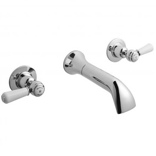 Additional image for Wall Mounted Basin Mixer Tap (White & Chrome).