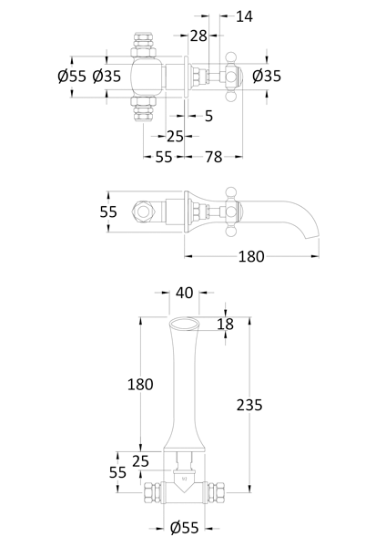 Additional image for Wall Mounted Basin Mixer Tap (White & Chrome).