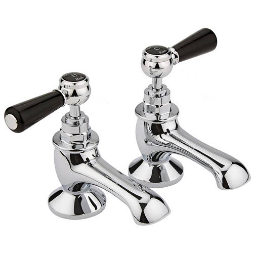 Additional image for Bath Taps With Ceramic Lever Handles (Black & Chrome).