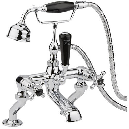 Additional image for Bath Shower Mixer Tap With X-Heads (Black & Chrome).