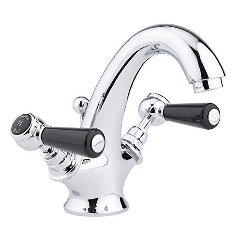 Additional image for Basin Mixer Tap With Ceramic Lever Handles (Black & Chrome).
