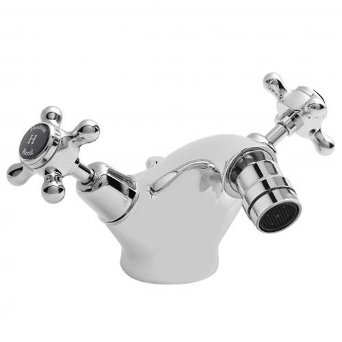 Additional image for Bidet Mixer Tap With Crosshead Handles (Black & Chrome).