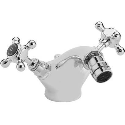Additional image for Bidet Mixer Tap With Crosshead Handles (Black & Chrome).