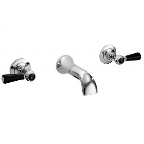 Additional image for Wall Mounted Basin Mixer Tap (Black & Chrome).