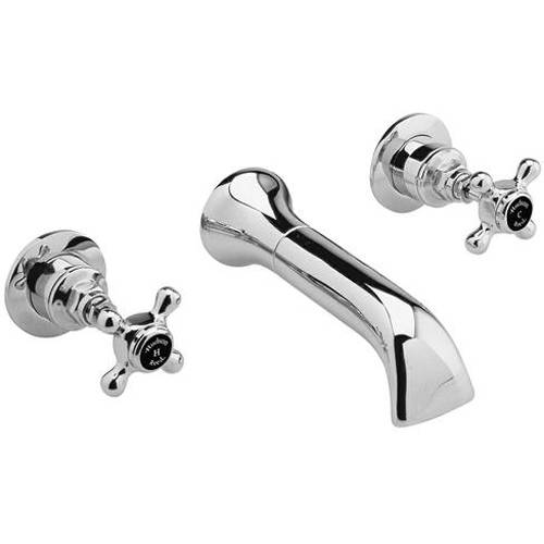 Additional image for Wall Mounted Basin Mixer Tap (Black & Chrome).