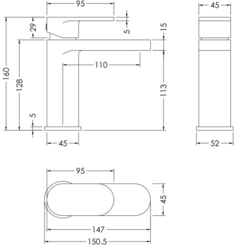 Additional image for Basin Mixer Tap With Push Button Waste (Chrome).