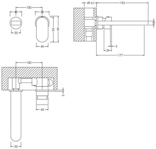 Additional image for Wall Mounted Basin Mixer Tap (Chrome).