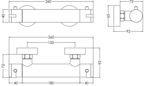 Additional image for Thermostatic Bar Shower Valve (1 Outlet, Chrome).