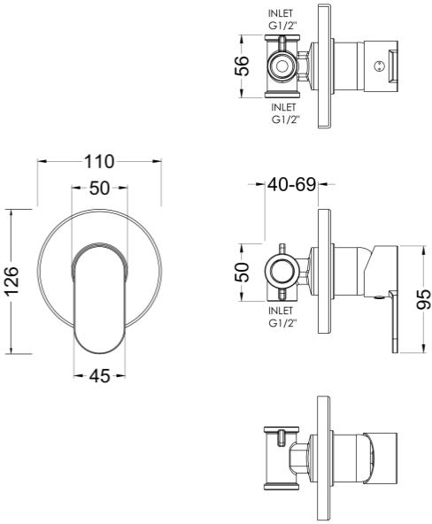 Additional image for Concealed Manual Shower Valve (1 Outlet, Chrome).