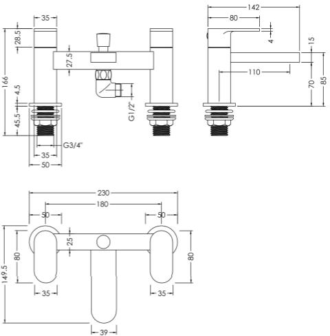 Additional image for Basin & Bath Shower Mixer Tap Pack (Chrome).