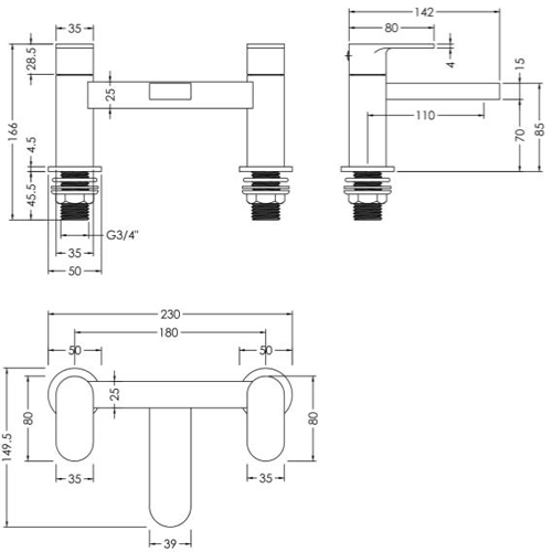 Additional image for Tall Basin & Bath Filler Tap Pack (Chrome).