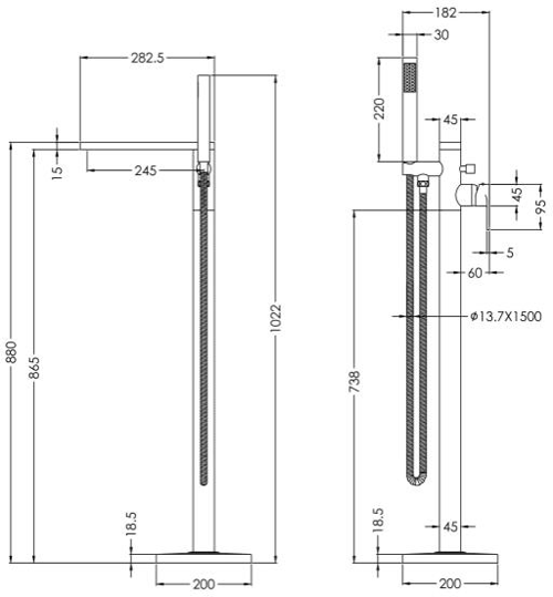 Additional image for Basin & Floor Standing Bath Shower Mixer Tap Pack (Chrome).