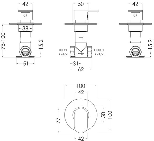 Additional image for Concealed Stop Valve (1 Way, Chrome).