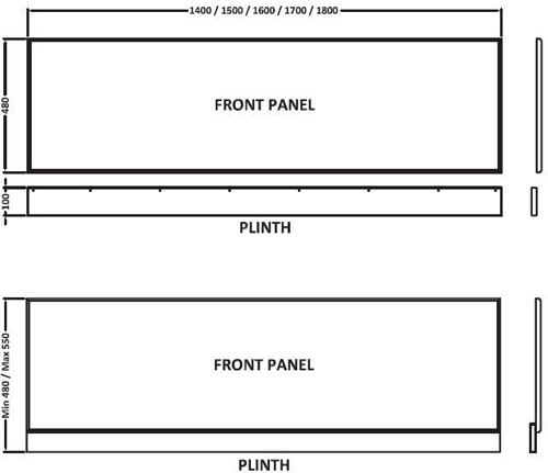 Additional image for Side Bath Panel (High Gloss White, 1700mm).