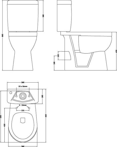Additional image for Suite With Toilet, 550mm Basin & Semi Pedestal (1TH).