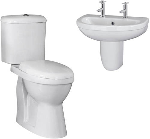 Additional image for Suite With Toilet, 550mm Basin & Semi Pedestal (2TH).