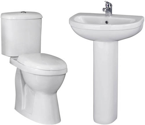 Additional image for Suite With Toilet, 550mm Basin & Full Pedestal (1TH).
