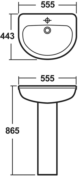Additional image for Suite With Toilet, 550mm Basin & Full Pedestal (2TH).